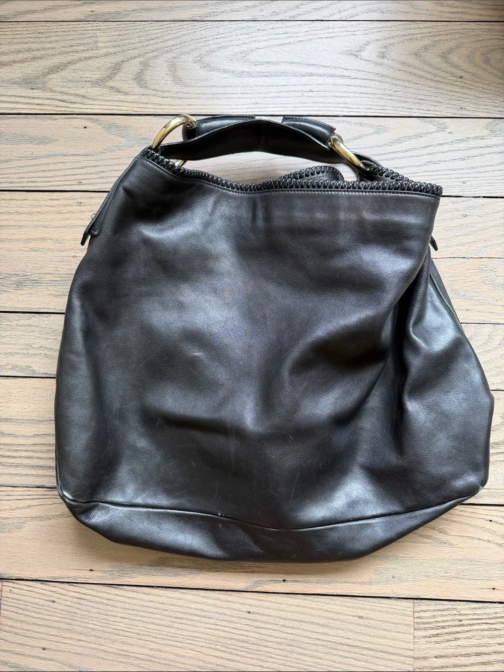Gucci Horsebit Black Leather Hobo Bag